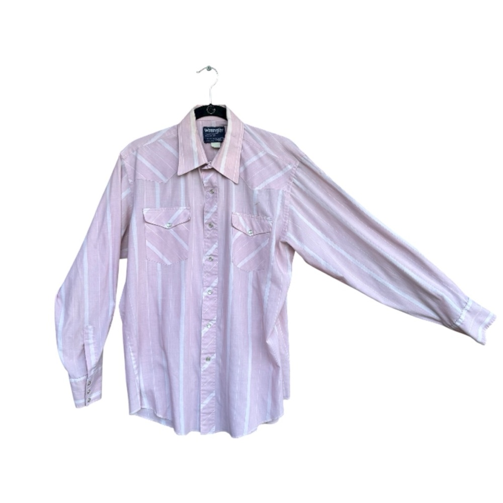 Vintage Wrangler Cowboy Cut Pearl Snap X-Long Tails Shirt 16.5 X 35 Made in USA